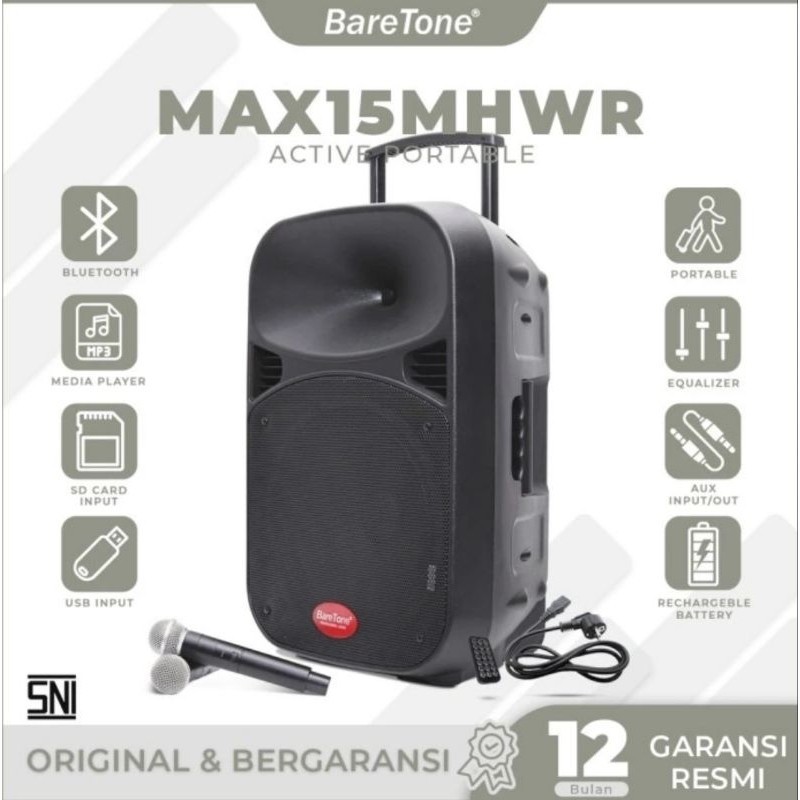 promo Speaker aktif portable baretone 15 inch 15mhwr wireless 15 mhwr