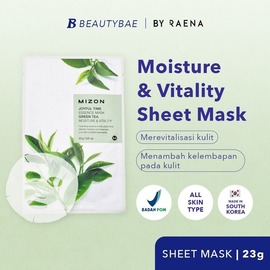 MIZON Sheet Mask Korea - Green Tea | Moisture &amp; Vitality | Masker untuk Vitalitas Kulit