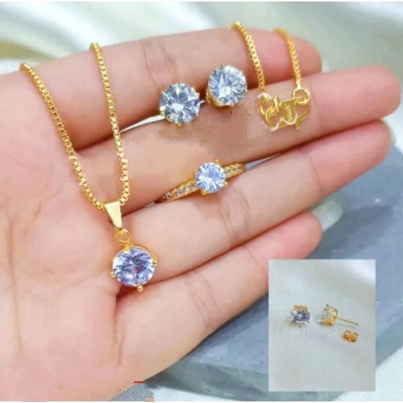SATU Set Perhiasan Titanium Import Model Emas 18k SET PERHIASAN WANITA DEWASA Anti Karat Anti Luntur