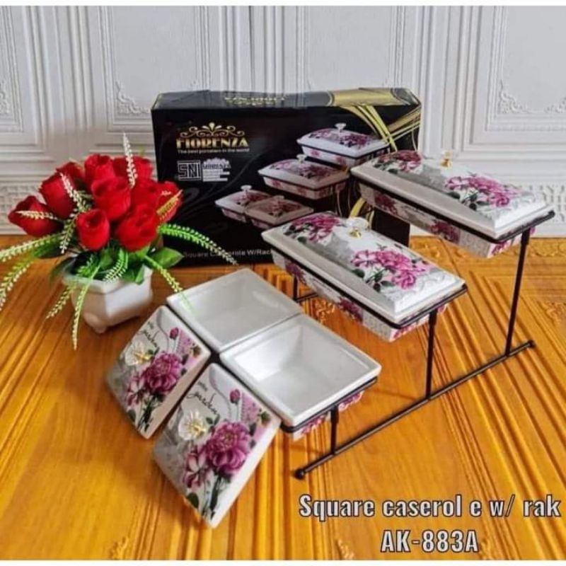 (PACKING KAYU) Prasmanan Segi Bertingkat Fiorenza Set AK-883A & AK-883B