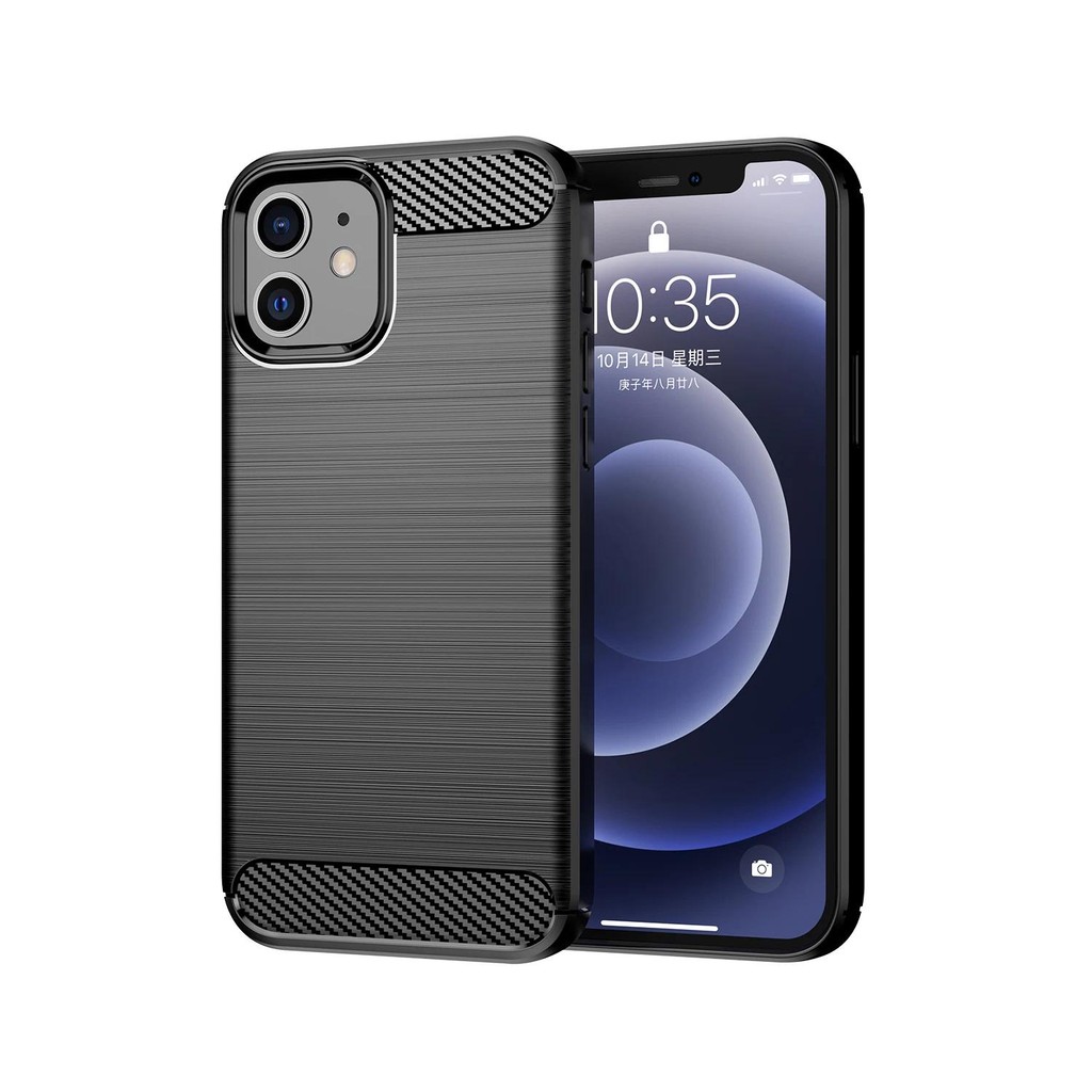 Casing HP iPhone 12 Mini iphone12 mini Phone apple iphone 12mini Casing TPU Tekstur Serat Karbon Sil