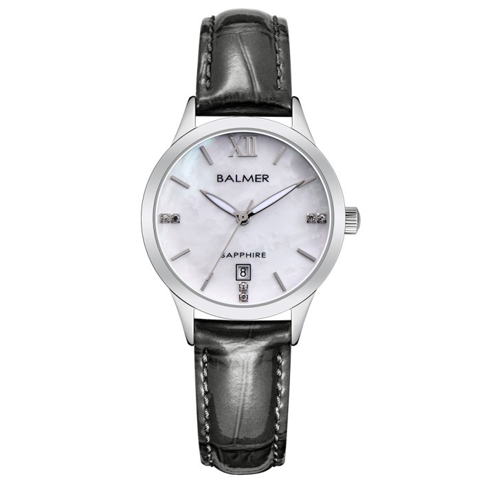Jam Tangan Balmer B-8198 Analog Wanita Strap Kulit Kaca Sapphire