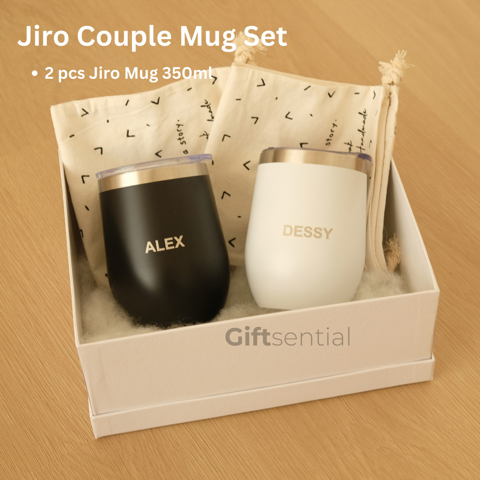 Giftsential Jiro Couple Mug Set - Premium Hampers Kado Premium Mug Couple, Free Custom Grafir Nama &