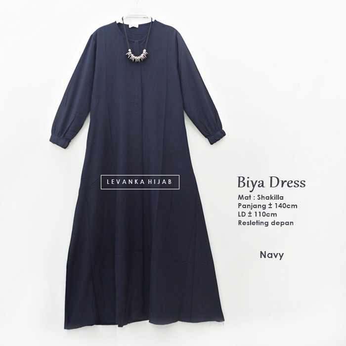 "V.NLN" -  TERLARIS Gamis Terbaru Biya Dress Bahan Shakila ukuran Allsize fit to XL - Navy