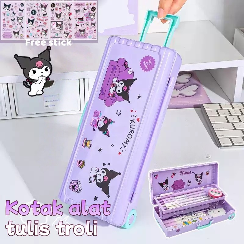 

CARAT Tempat Pensil Stiker Kartun Kotak Alat Tulis Large Capacity Kasus Troli Kotak Alat Tulis/Kotak Pensil Bentuk Troli Lucu Alat Tulis Dua Lapis Koper Pencil Case