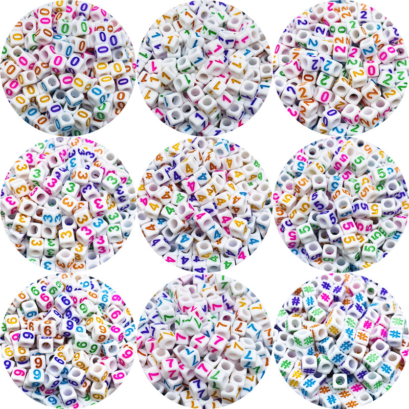 

100pcs/Lot 6mm Acrylic Beads Square Shape White Number Spacer Beads For Jewelry Making DIY Charms Bracelet Necklace Accessories