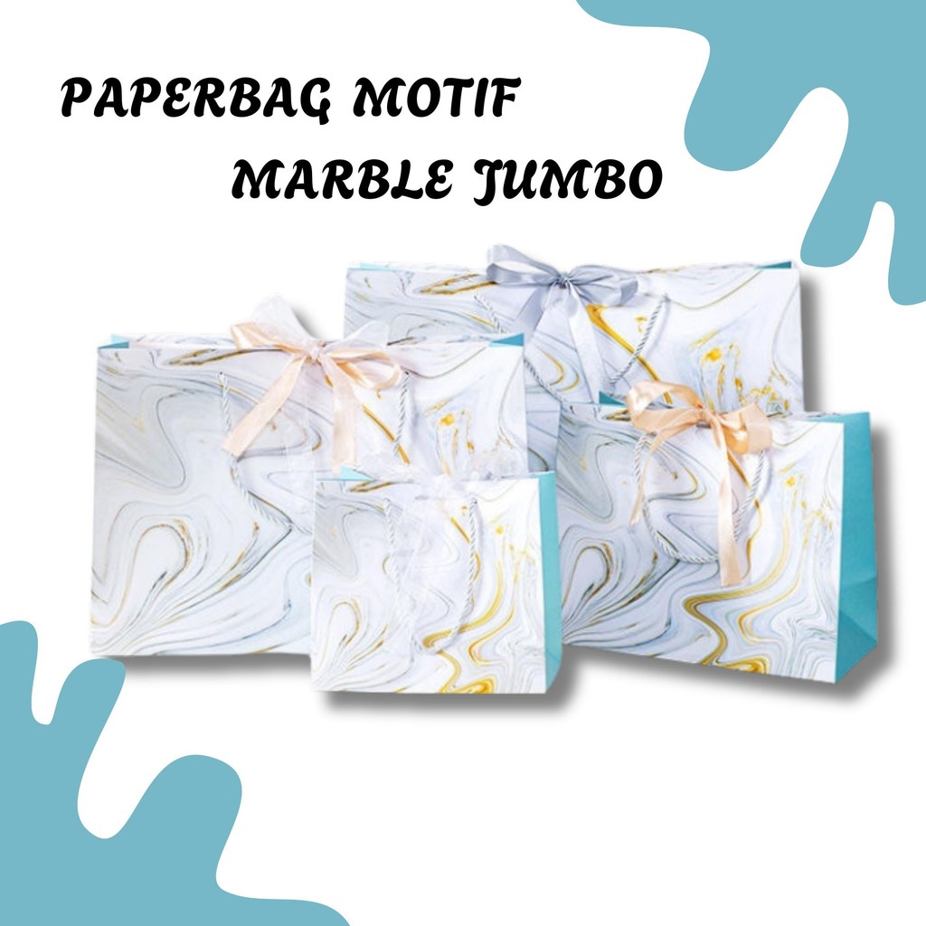 

PB079 - PAPER BAG MARBLE JUMBO MOTIF MARMER + PITA PREMIUM TAS HAMPERS KADO GIFT KANTONG GOODIE