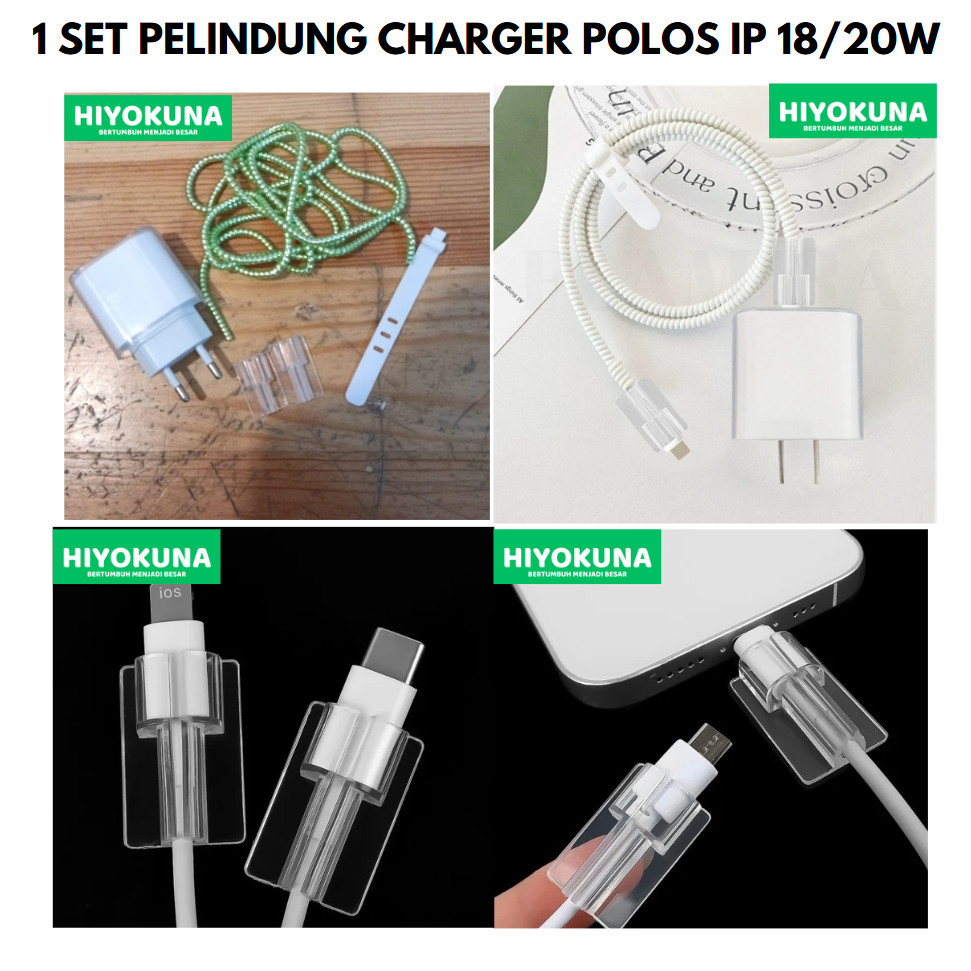 1 Set Pelindung Kabel Pelindung Batok IP 1 Set Kartun Pengisi Daya Penutup Pelindung Kabel