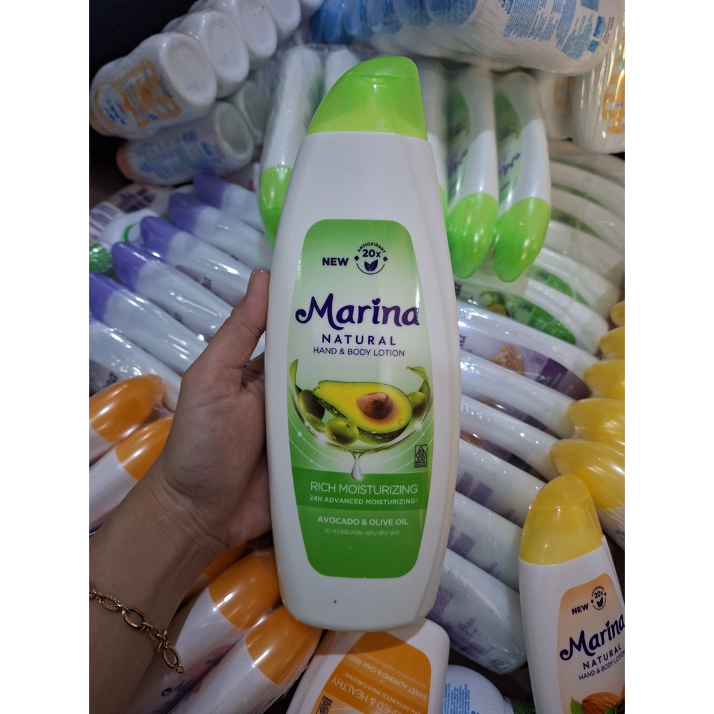 New Marina Natural Hand & Body Lotion 20x Antioxidant 475ml Ukuran Besar/Handbody 475ml Marina Natur