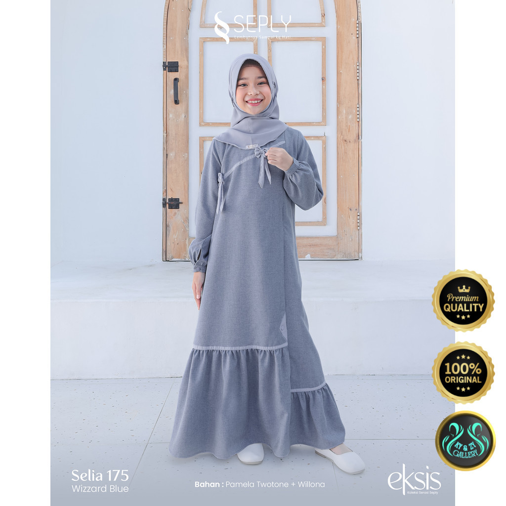 Seply Ethica | Sarimbit Lebaran Keluarga Wizard Blue Gamis Anak Selia 175 Dress Muslim Simple Polos