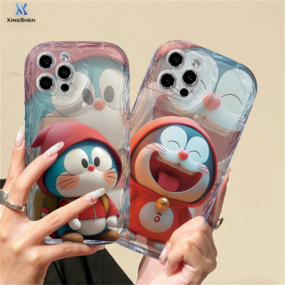 Casing hp Samsung A14 A24 A05S A04e A13 A04 A04s A10s A20s A30s A21s A12 A02s A32 A03 A51 A23 A50s A52s A50 A03s A52 A11 A20 A53 M12 M32 Cute Cartoon Anime Red Cloak Cat Doraemon Wave Edge Soft TPU Phone Case XingShen
