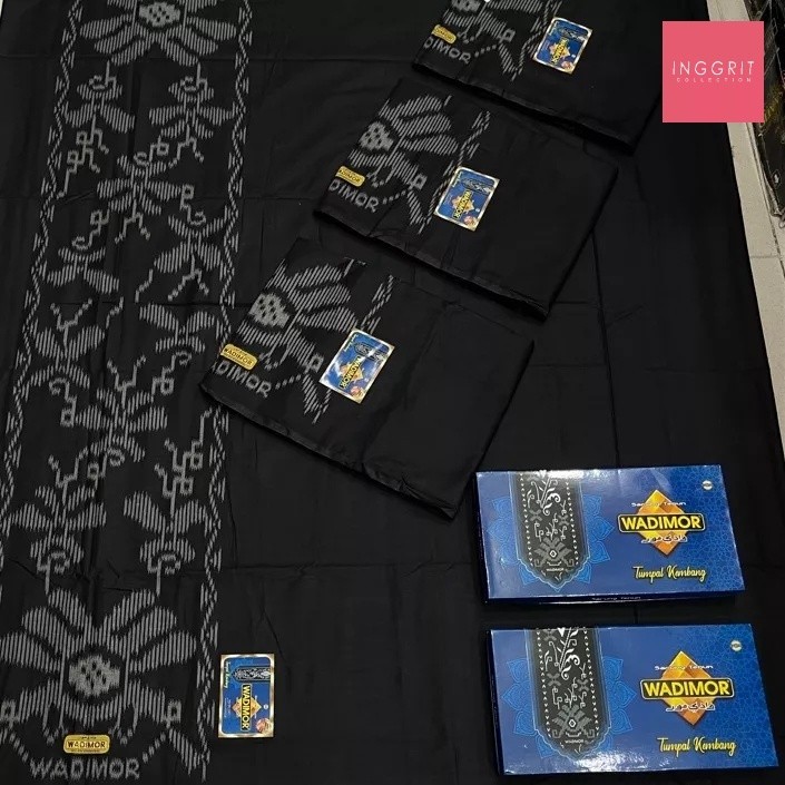 Sarung Wadimor Hitam Polos Tumpal Kembang Premium Sarung Dewasa Wadimor Tumpal Kembang