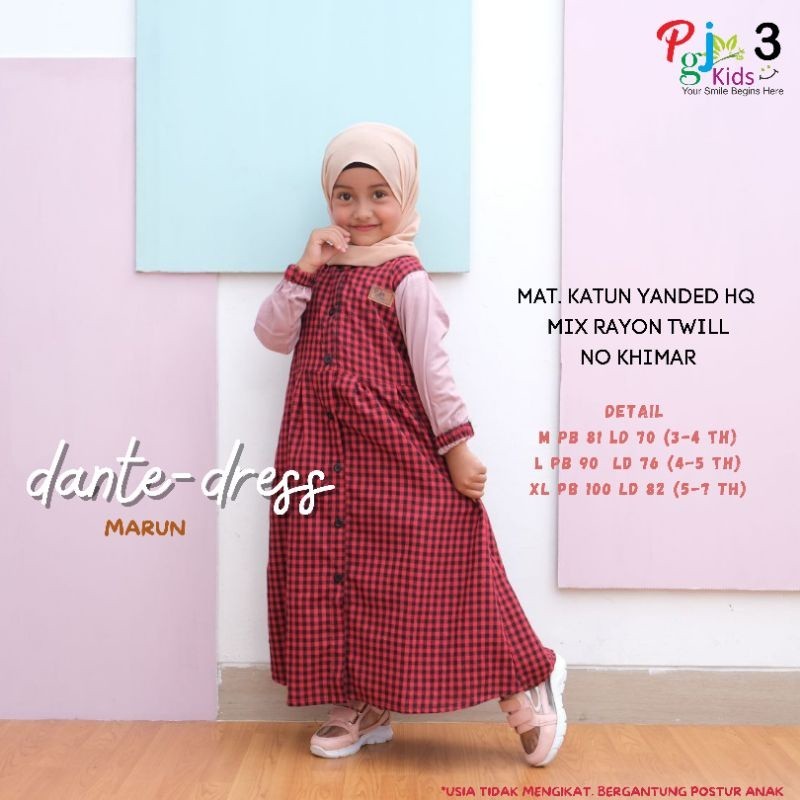 Dante dress muslim anak / Dress Dante High Quality Ori by PGJ Kids / Dress muslim anak wanita / Gami