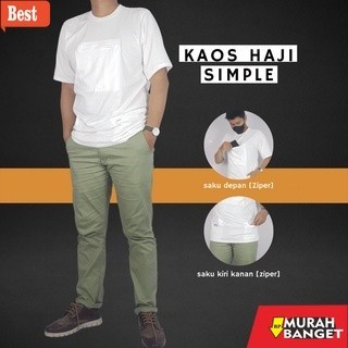 Baju timur tengah pria- Kaos Oblong Premium 3 Saku Haji dan Umroh Pria Al Hajj