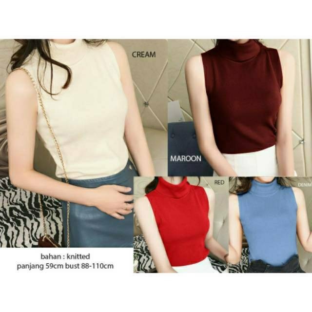 Turtleneck Sleeveless Knitted