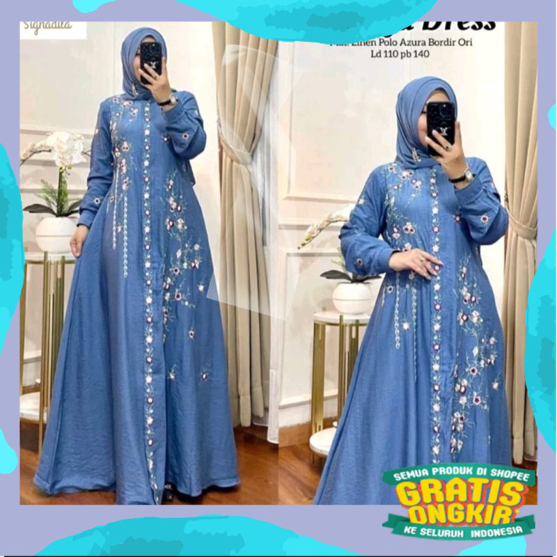 Gamis Rasya Bordir Label Anisa colection/Gemoy