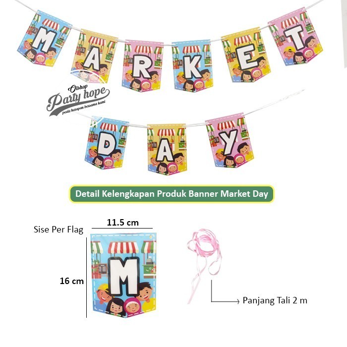 banner market day / bunting flag market day / banner bazar hari belanja