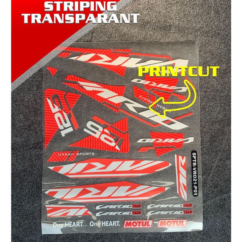 STRIPING TRANSPARAN VARIO NEW 150 VARIO NEW 125 MODEL MALAYSIA STIKER STRIPING VARIO 2018 - 2021 KOD