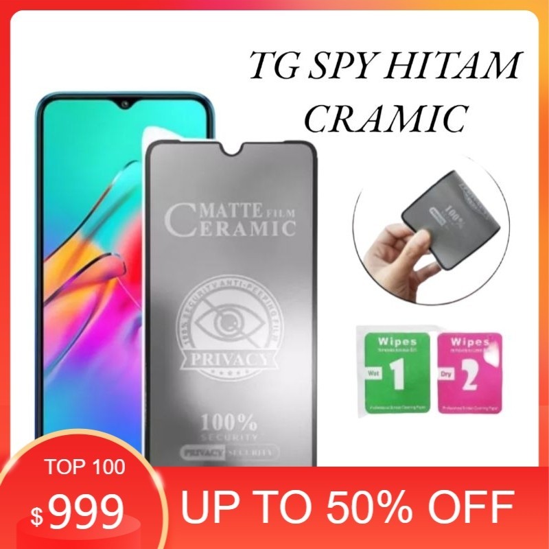 TG TEMPERD GLASS VIVO Y12 Y15 Y17 Y12I SPY CRAMIC HITAM PELINDUNG DEPAN LAYAR HP
