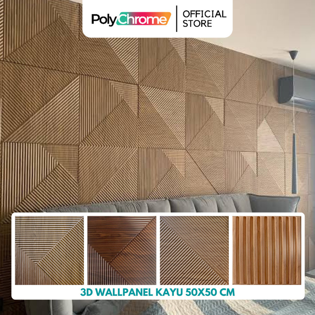 3D Wallpanel 50x50 cm Serat Kayu Dinding PVC Solid Wallpaper Dinding Dekorasi Premium Wall Panel Est
