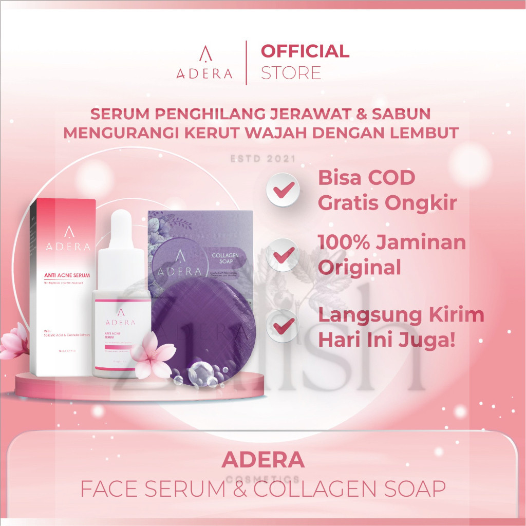 Skincare Paket Paket Adera- Anti Acne Serum Wajah Bebas Jerawat Cerah Glowing Bersih Bpom 100% Original Bergaransi Asli