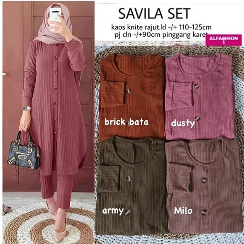 RATI -  SAVILA SET SETELAN Knit Rajut Wanita Muslimah Bisa Cod by Hijab Fashion Solo