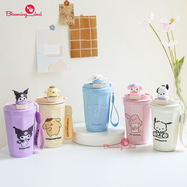 Bloomingdeal Tumbler Mug Coffee Stainless Sanrio Cinnamoroll My Melody Kuromi Purin Poccacho 480ml (