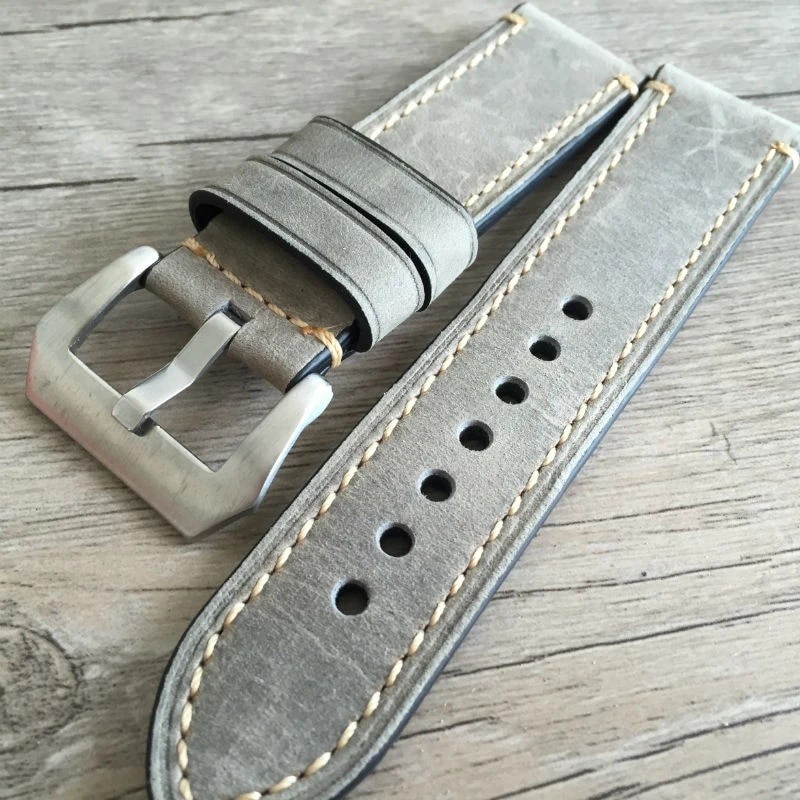 Jam Tangan Pria Genuine Leather Watch Band Strap 20mm 22mm 24mm 26mm Men Thick Watchbands Bracelet B