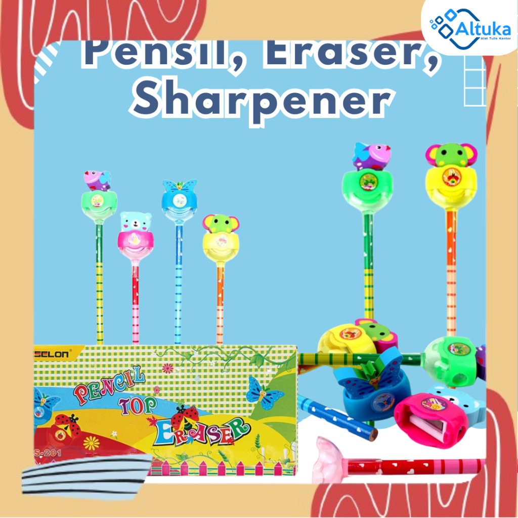 

Pensil Pencil Karakter + Stip + Rautan Pensil Bulu funcy Eselon P3nsil Hadiah Souvenir