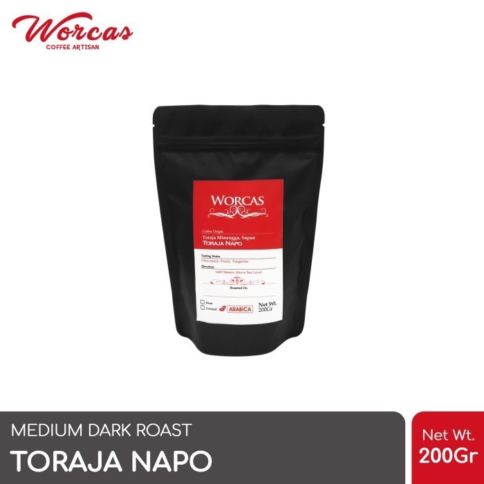 

[Coffee New] Kopi Arabica Toraja Napo 200 Gram (Biji/Bubuk) | Worcas Coffee - KOPI BIJI