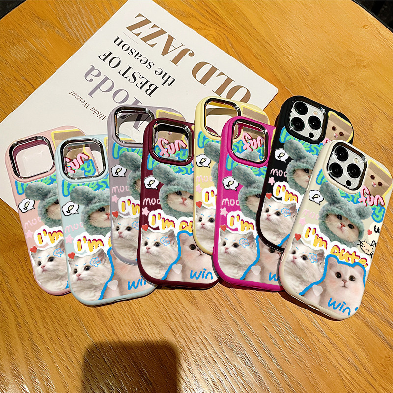 【Murah Kualitas Tinggi Empat warna】Lucu Win Love Anak Kucing Soft Case Casing hp iPhone 11 12 13 14 