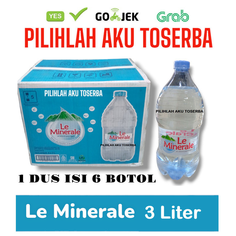 

Le Minerale Air Mineral Botol Pet 3 Liter - (HARGA 1 DUS ISI 6)