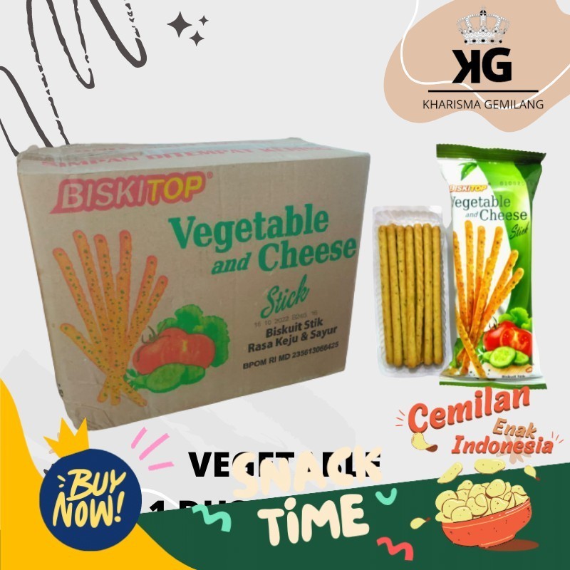 

Special Diskon BISKITOP - (1 DUS) VEGETABLE STICK 60g Biskuit Anak Snack Cemilan Murah Sayuran Keju Biscuit Asin