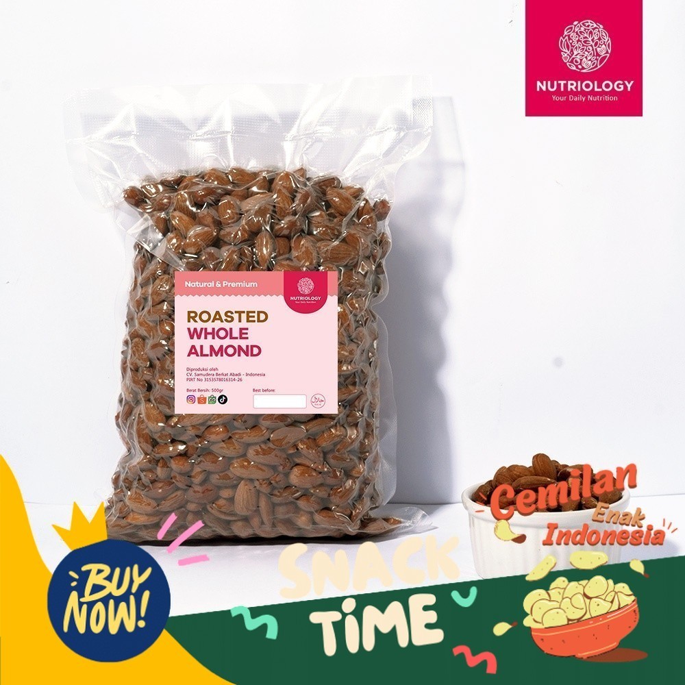 

Special Diskon Almond panggang Utuh 500 gr whole nuts roasted kacang Natural Premium Alami Healthy Nuts Superfood snack crunchy