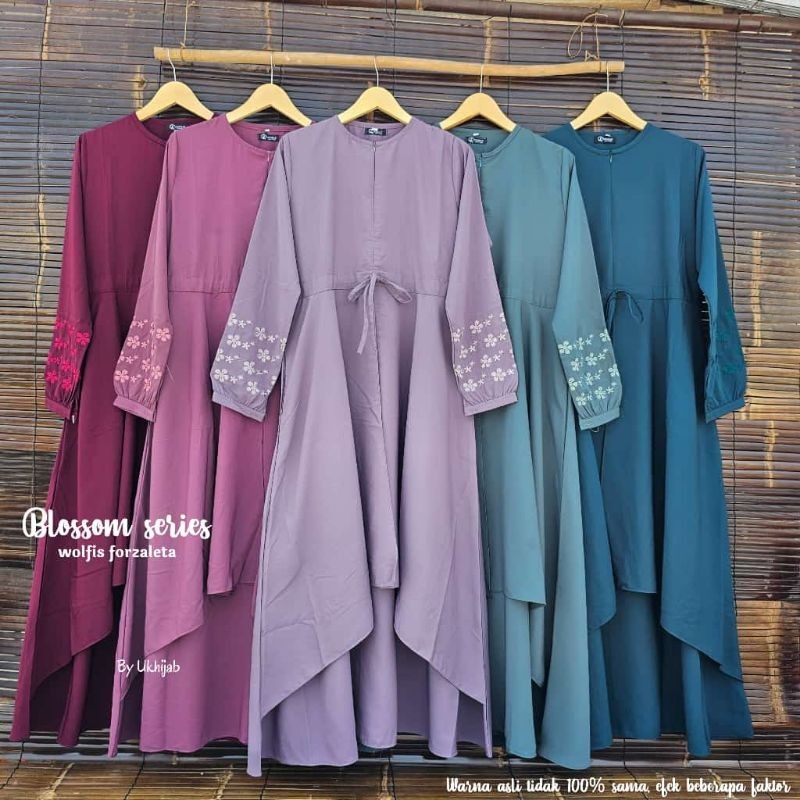 UKHIJAB Gamis Blossom [GAMIS SAJA], Blossom Series by UKHIJAB, Gamis Bordir Modern, Gamis Polos, Gam