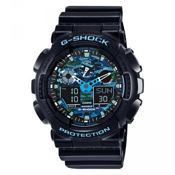 JAM TANGAN PRIA CASIO G-SHOCK GA100CB-1AD BLACK & BLUE DIAL