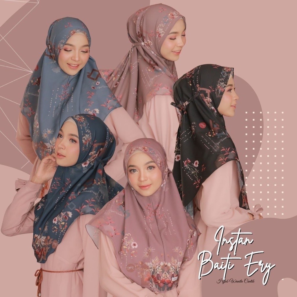 NM27L Hijabwanitacantik - Instan Baiti Ery Series | Hijab Instan Bergo | Jilbab Instan Motif Printing Premium