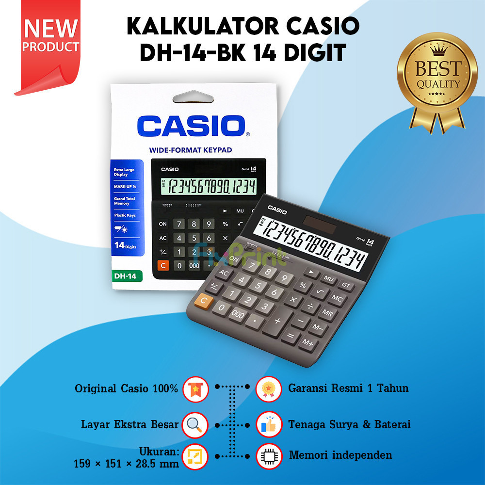 

Kalkulator Casio DH-14 BK 14 Digit, Calculator Desktop New Original