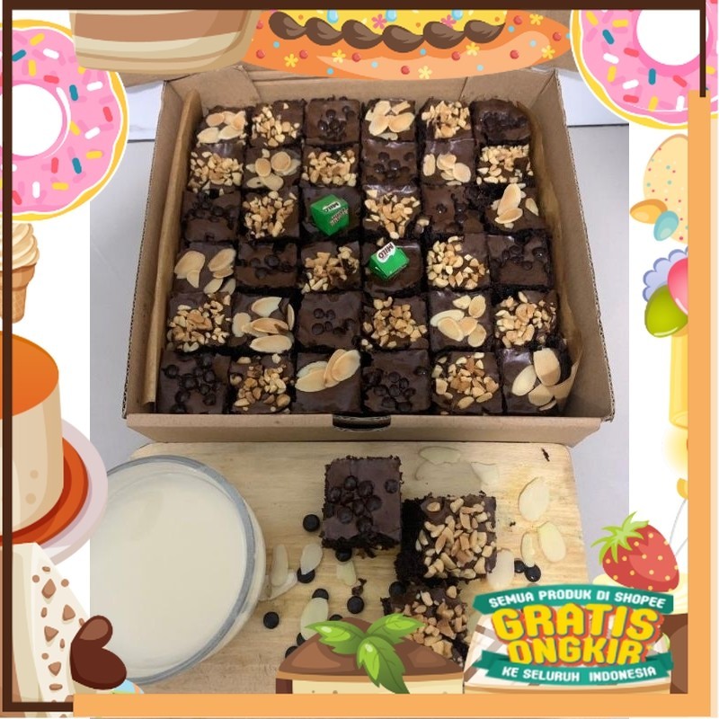 

Fudgy Brownies Panggang Kering Coklat Skat 20x20/ King J Snack