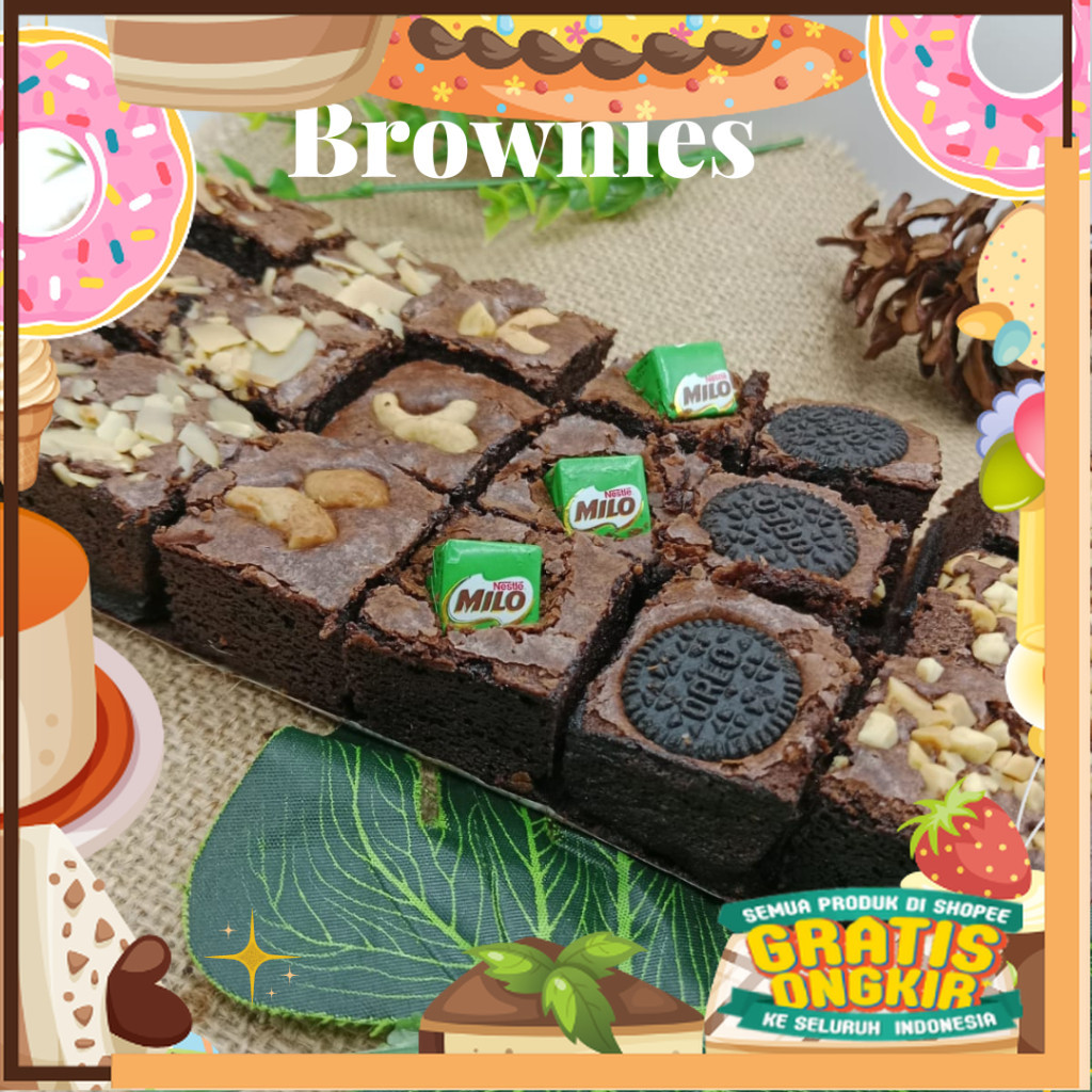 

Brownie Sekat 18 / Brownies Skat Panggang / Brownies Shiny Crust Keju Kacang Mede Almond / Brownies Panggang/ King J Snack