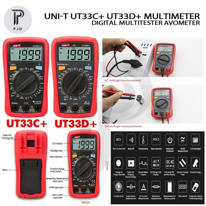 UNI-T UT33C+ UT33D+ Digital Multimeter Avo Meter Multitester Avometer