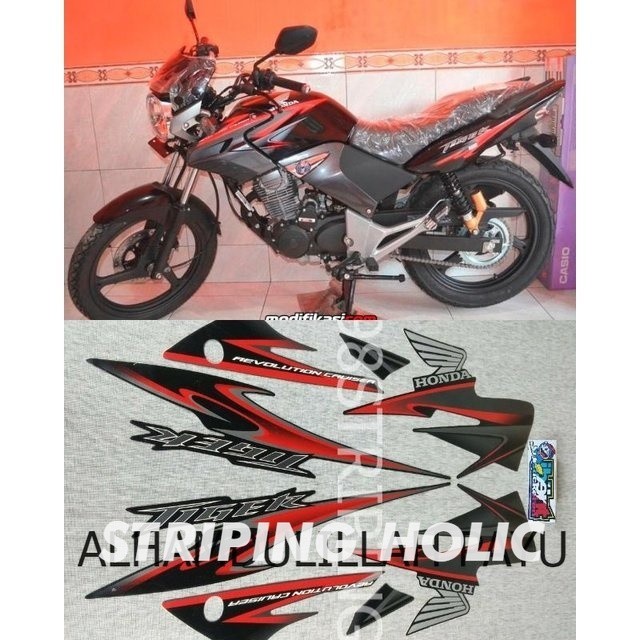 STRIPING LIS STANDAR ORI HONDA TIGER REVO MERAH HITAM TAHUN 2013 POLET STIKER
