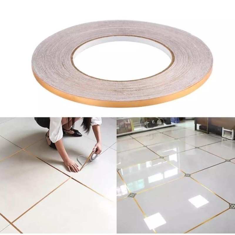 sticker lantai mosaik 50 meter gold hiasan lantai dekorasi waterproof tape celah lantai cela dinding