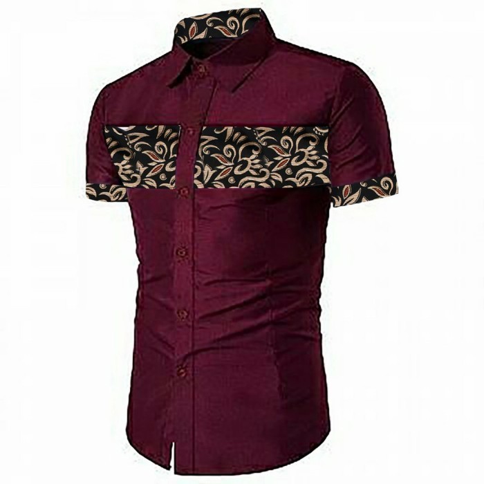 kemeja batik pria kemeja fashion pria k7h13 - Hitam, M