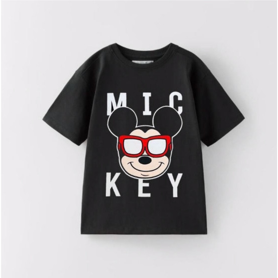 BAJU KAOS TSHIRT ZARA MICKEY BLACK ANAK LAKI LAKI / PEREMPUAN UNISEX