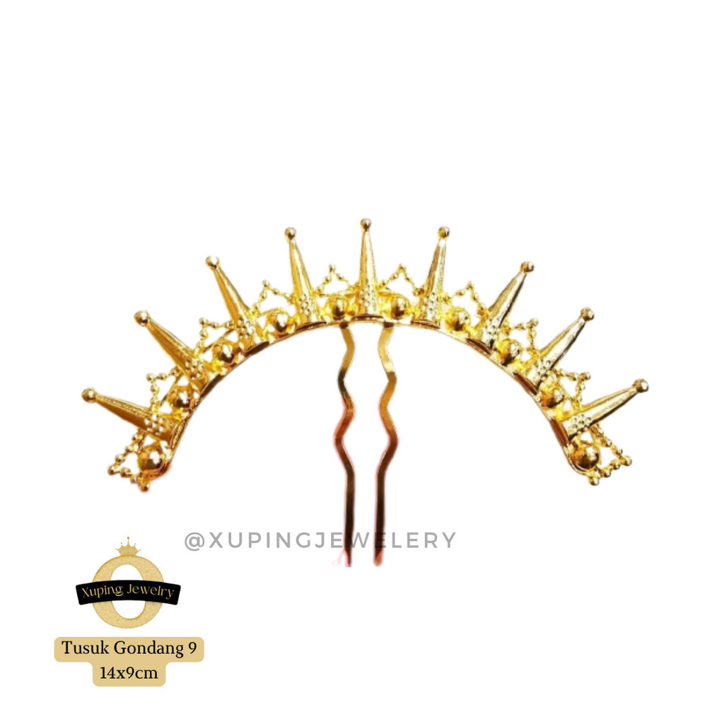 XUPING JEWELRY Tusuk Gondang 9 Tusuk Sanggul Lapis Emas Replika Tusuk Konde Rambut Batak