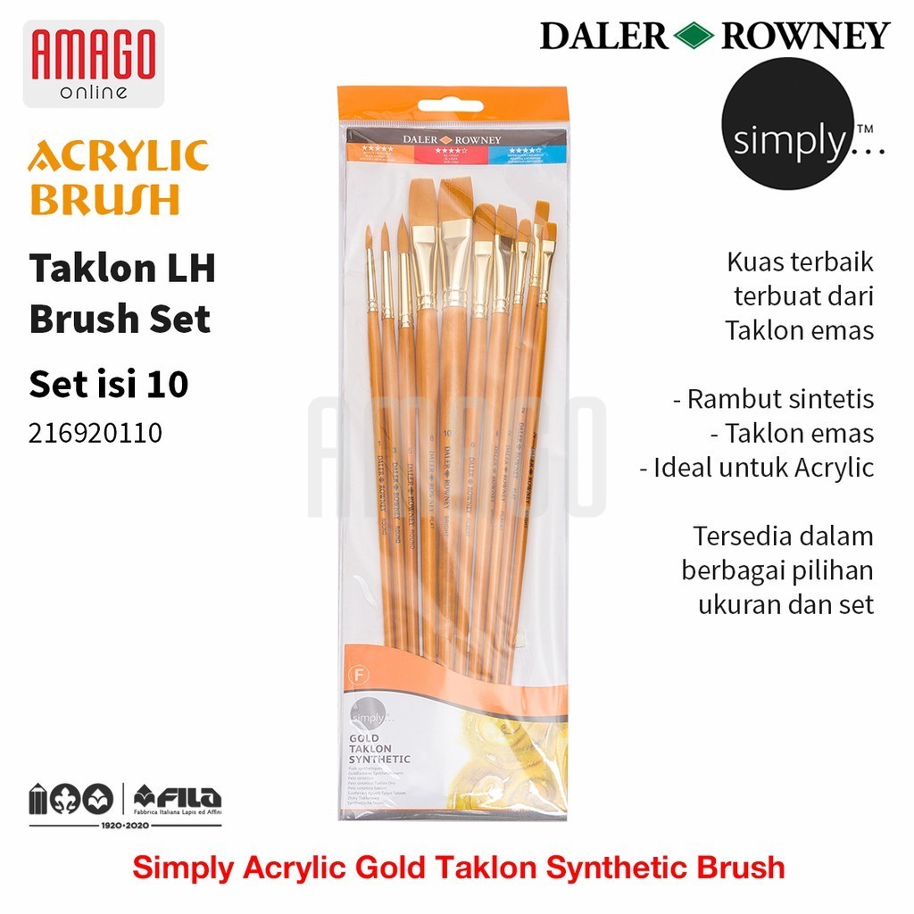 

DALER-ROWNEY Simply Acrylic Gold Taklon Brush Set 10 pcs - 216920110