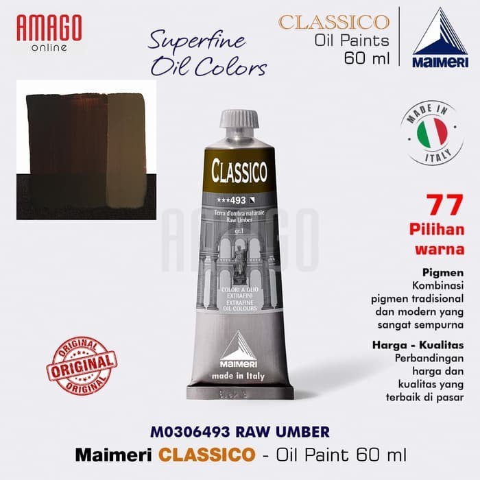 

Cat Minyak Lukis MAIMERI Classico - Oil Paint - Raw Umber - 60ml - M0306493