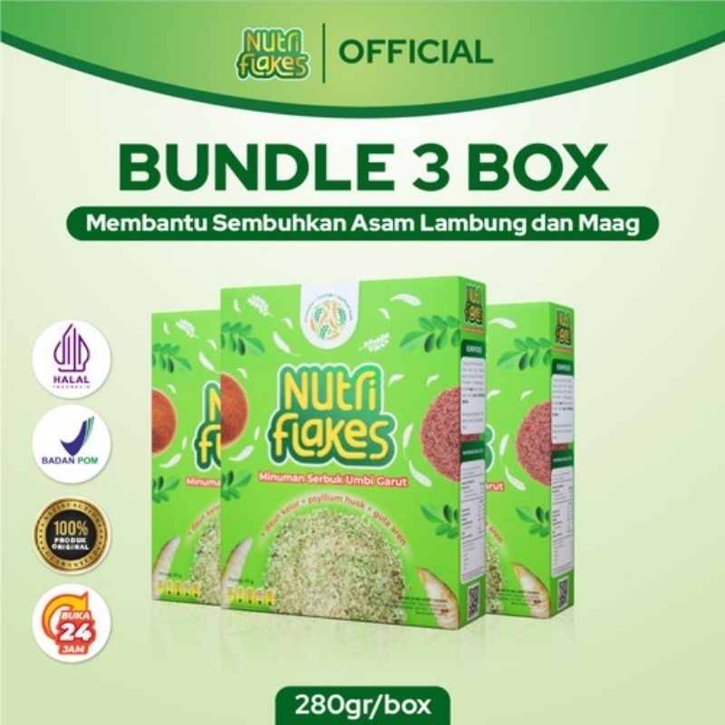 

Paket Maag Kronis 3 Box Nutriflakes || Original Minuman Serbuk Umbi Garut Solusi Atasi Masalah