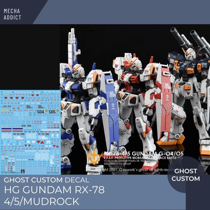 Water Slide Decal HG Gundam RX-78 4 /5 / 6 Mudrock by Ghost Decal